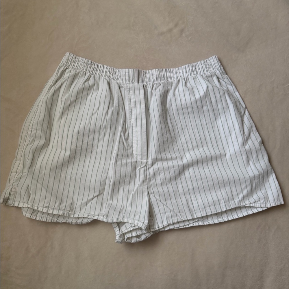 Aritzia The Group Green Pinstripe Boxer Shorts